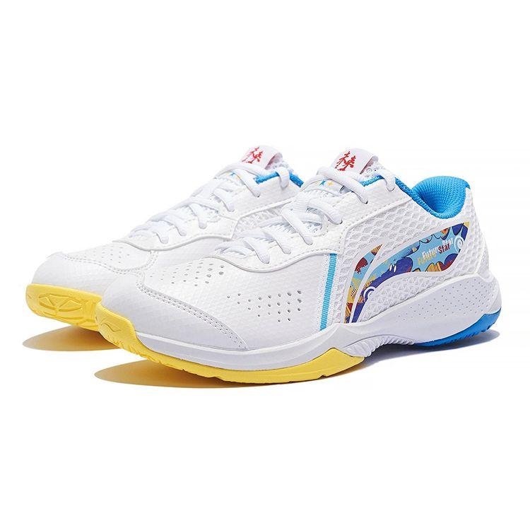 Li Ning Thunder Junior Comfortable Durable Badminton Training Shoes Kids Shoes White Blue AYTT014-6