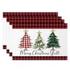 Christmas Placemats Dining Table Festive Holiday Decoration Snowflakes Tree Designs Dining Mats for Xmas Party Family Dinner