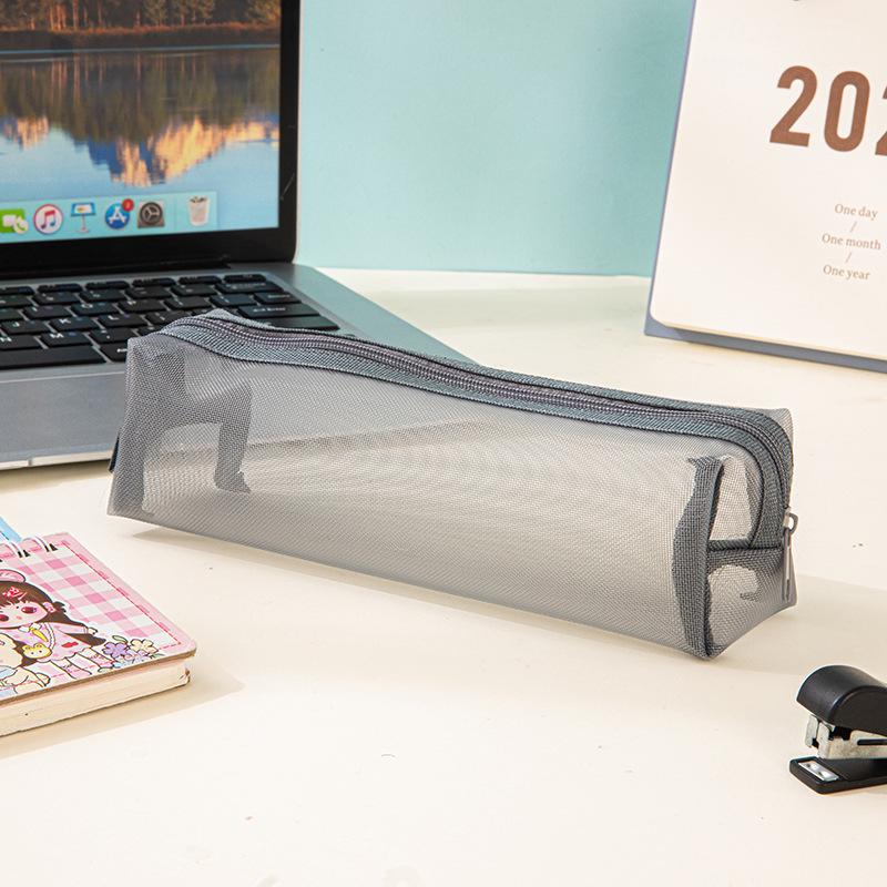 

Transparent Mesh Pencil Case: 3D Large Capacity Storage for Students серый