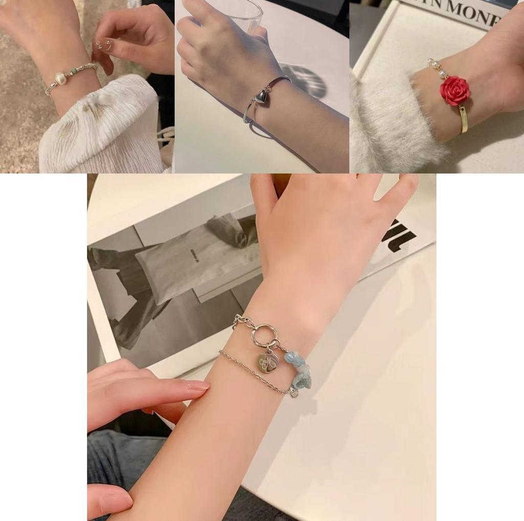 Elegant Summer Dopamine Rainbow Beaded Flower Bracelet For Women Small And Fresh