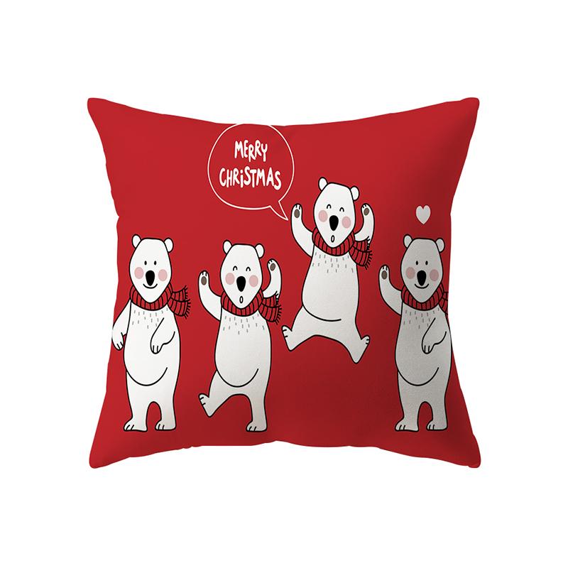 Cute Elk Christmas Theme Print Pattern Cushion Cover Home Living Room Sofa Decoration Square Polyester Pillow Pillow Cover
