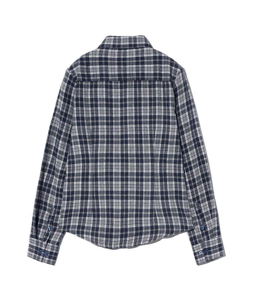 VIVABROWN 85-Viva077 Chess Slim Fit Long Sleeve Check Shirt Navy