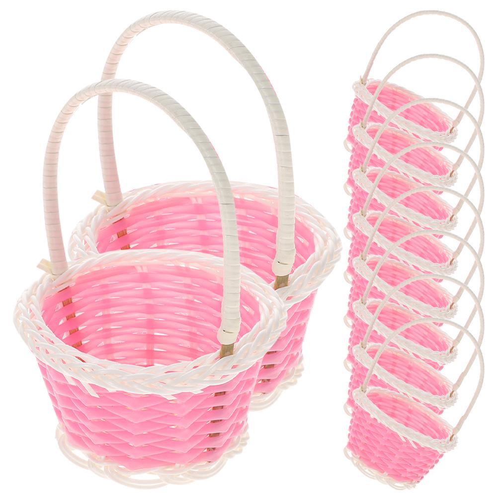 

10 Pcs Animal Children s Handbasket Baby Woven Picnic Plastic Mini Baskets Party Favor рожевий