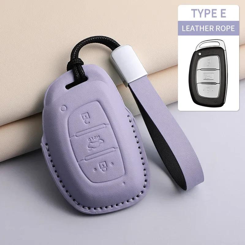PU Leather Car Key Case Cover Holder Keychain Protective Shell for Hyundai Creta Ix35 Ix45 I10 I30 I40 Remote Key