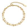 Adjustable Satellite Beaded Anklet Bracelets for Women ,Stainless Steel Summer Beach Foot Chain Stainless Steel Waterproof