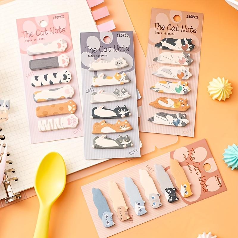 4pcs Kawaii Cat & Puppy Shaped Memo Stickers Self-Adhesive Cartoon Index Labels Sticky Notes Creative Classification Pad