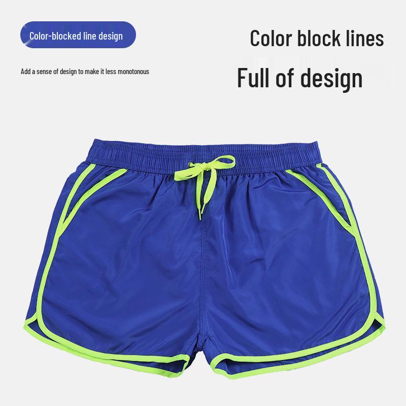 Men's Quick-Dry Color-Block Beach Shorts: Trendy European & American Surf Style