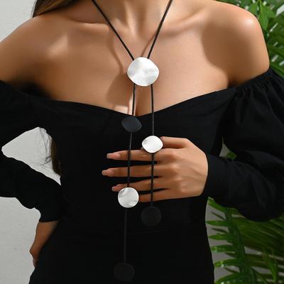 Exaggerated European & American Charm Y-Shaped Women's Necklace with Round Pendant
