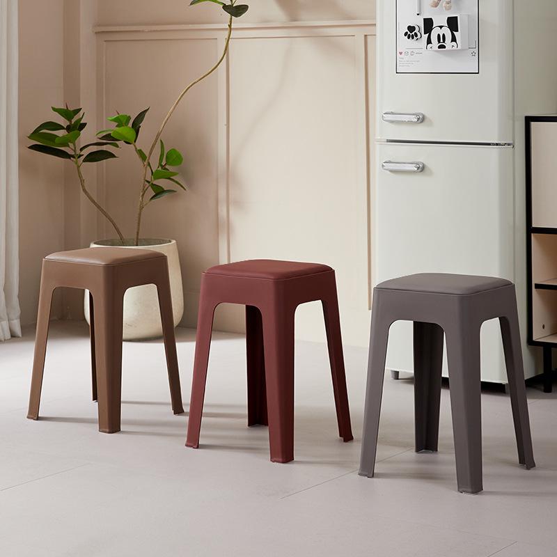 Stackable Upholstered Stool for Home: Simple Style for Living Room, Bedroom, Dining Room, or Adult Seating.