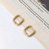 Personality Trend Geometric Earrings Titanium Steel Square Round Wire Ear Buckle Ear Jewelry Premium Niche