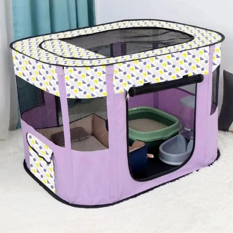 Foldable Pet Playpen Oxford Cloth Indoor Outdoor Tent Fence Storage Bag Puppy Cat Small Animal Easy Assemble Portable Play Pen