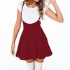 Women's Suspender Skirt Adjustable Straps Solid Color Basic High Waist Multifunctional Flared Skateboard Skirt