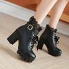 VCWinMeety Platform Short Boots with Thick Thick Shoes for and Side Casual Cold Black Size Women's Boots, Soles, Mass-Produced Lace-Up Shoes, Heels,