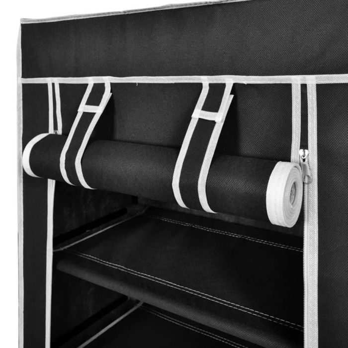VidaXL Armoire à chaussures avec housse 58 x 28 x 106 cm Tissu Noir