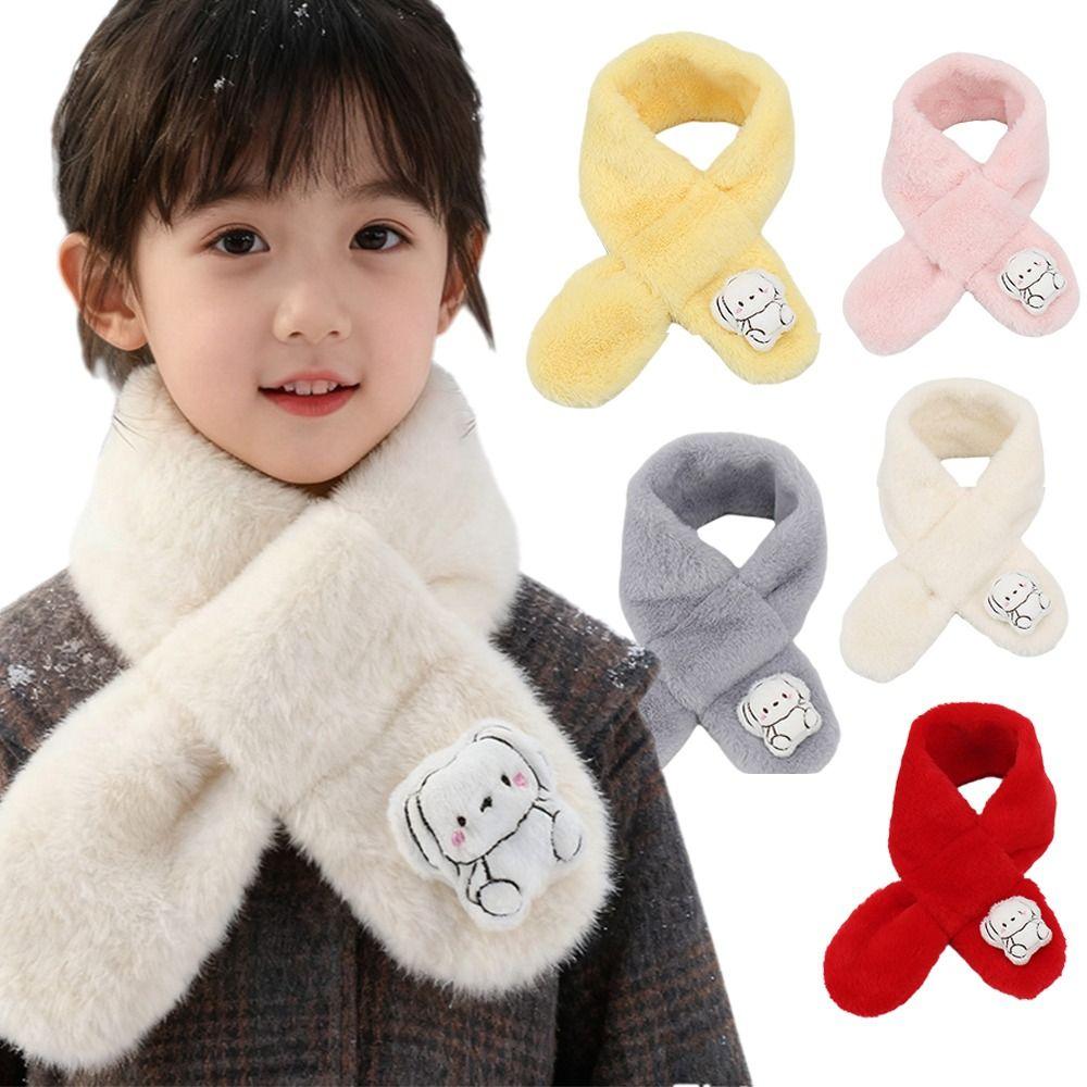 Cartoon Cross Neck Scarf Plush Shawl Scarves Cute Children Winter Scarf