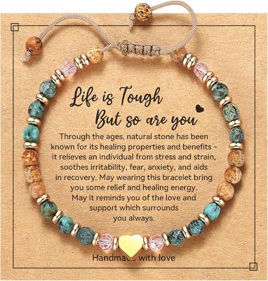 Inspirational Gifts for Birthday - Healing Natural Stone Bracelets, Thinking of You Get Well Soon Gifts for Women Friend Sister