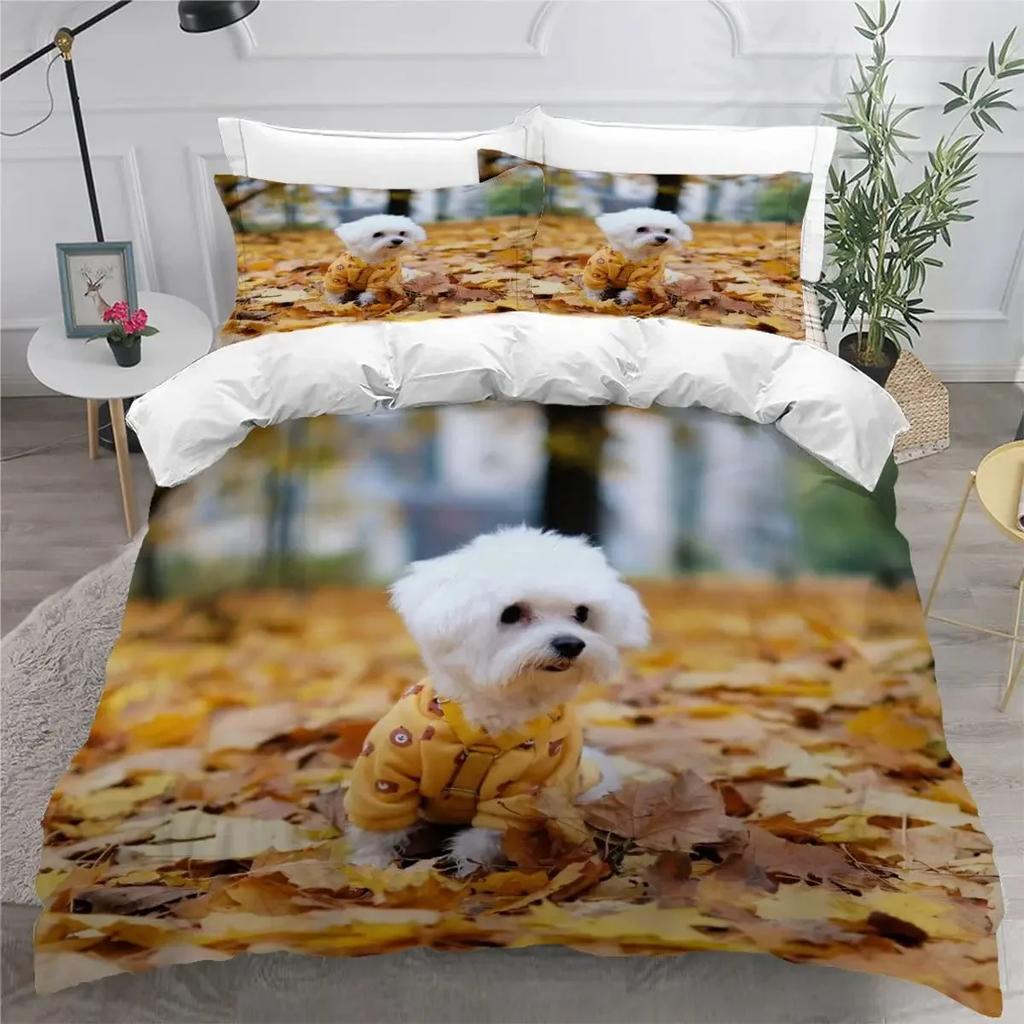 Comforter Cute Dog Single Twin Queen For Girl Teen Boys Pet Dog Theme Bedding Set Polyester Kawaii Animal Comforter