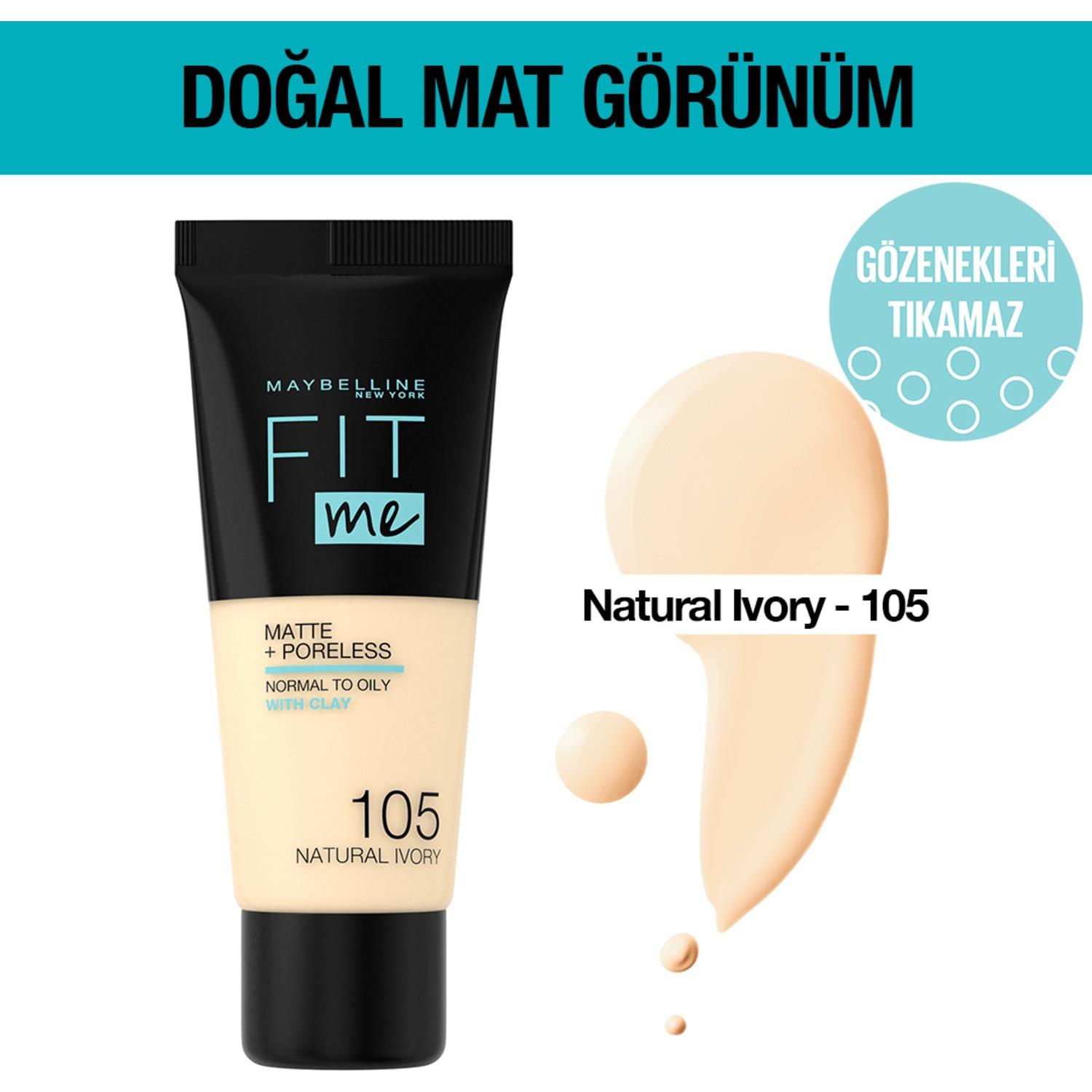 

Maybelline New York Fit Me Matte+Poreless Foundation - 105 Натуральная слоновая кость