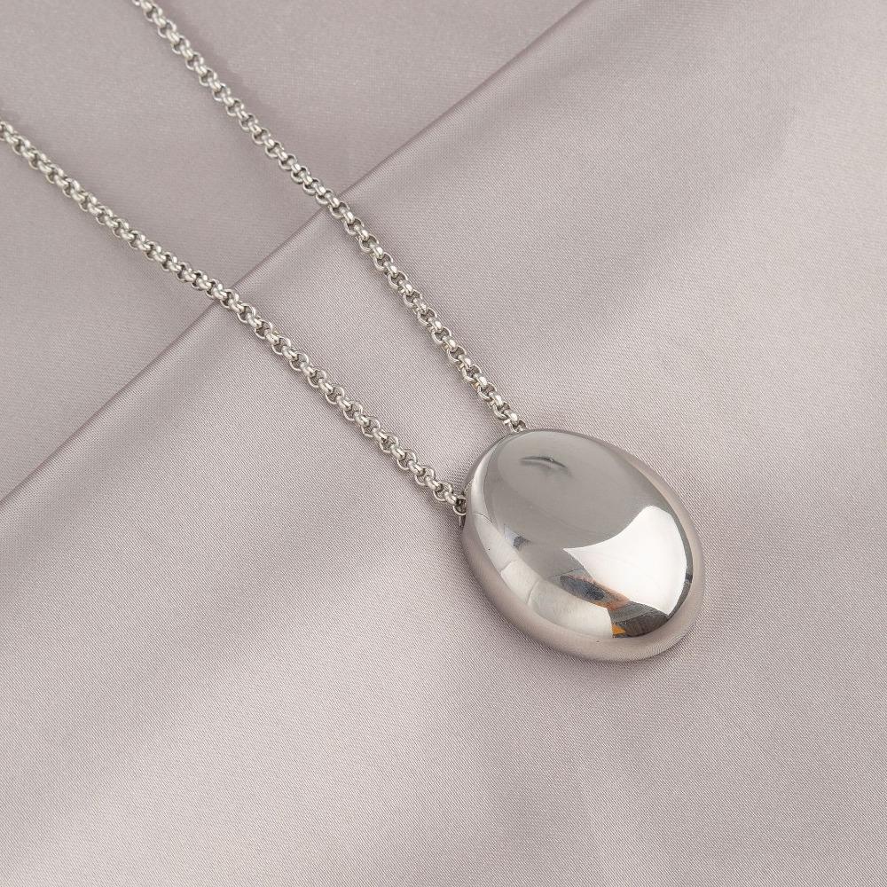 Geometric Water Drop Necklace Metal Smooth Glossy Droplet Pendant Long Sweater Chain Autumn Winter