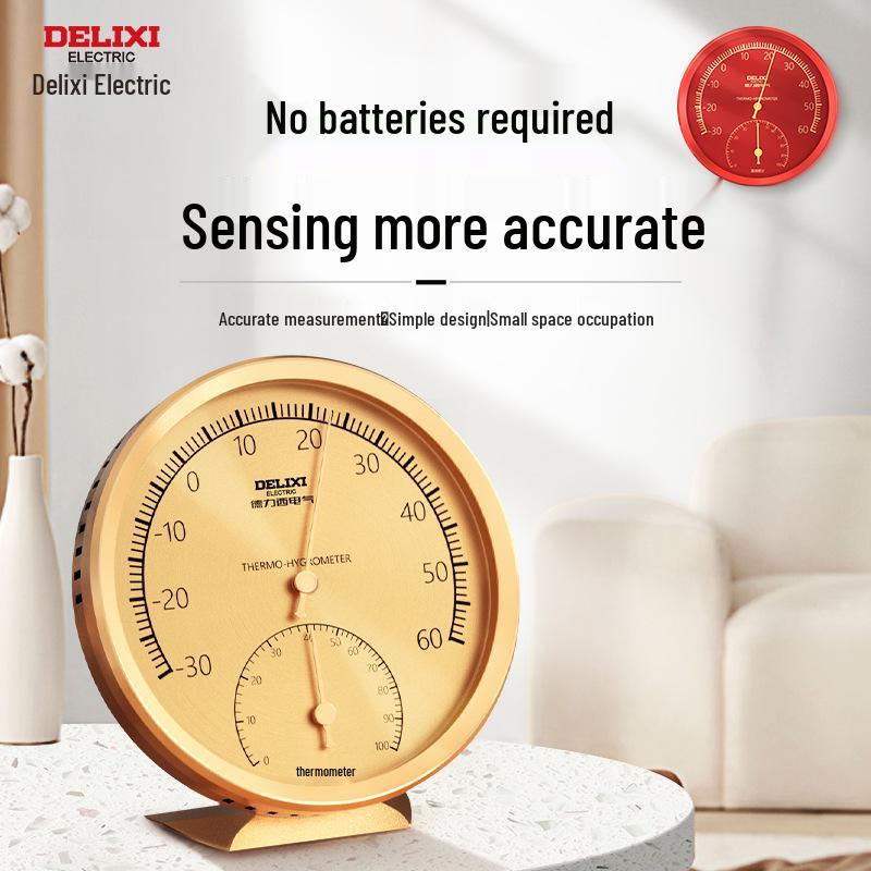 

Delixi Круглий Кімнатний Термогігрометр: Вертикальний стрілочний вимірювач температури та вологості червоний