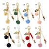 Fashion Rose Camellia Charm Keyring Backpack Decoration Handmade Pendant Keyring Fashion Bag Charm Sweet Cool Keychain
