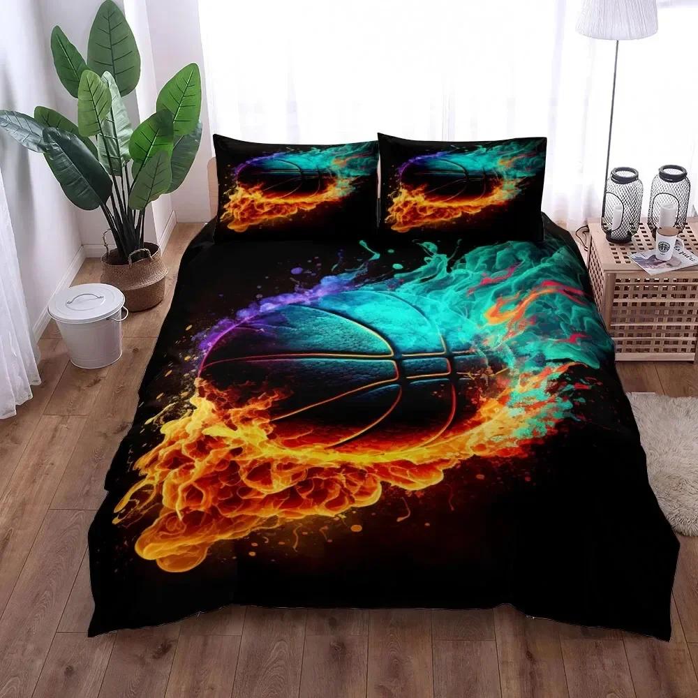 Fantástico juego de funda nórdica con estampado 3D de baloncesto, juego de ropa de cama individual, doble, king y estadounidense, tamaño queen y king, textiles para el hogar