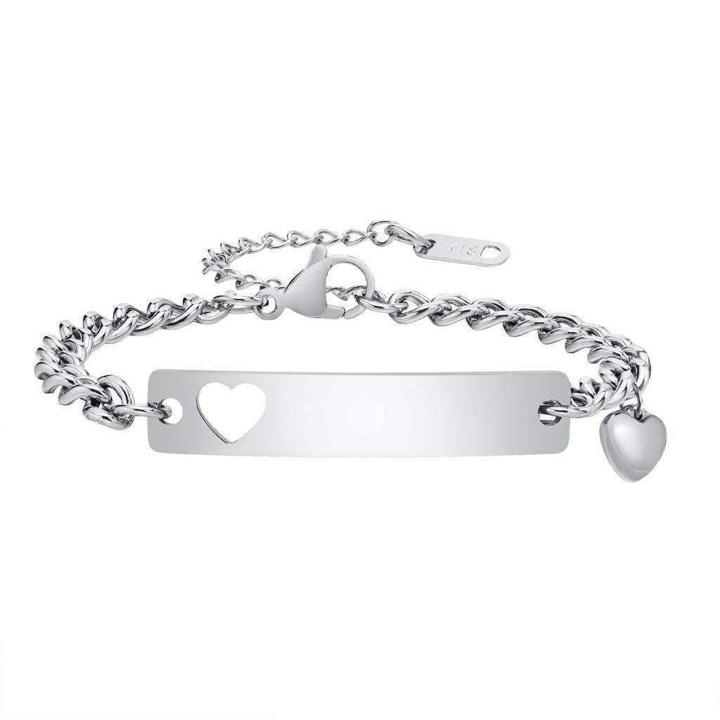 Vnox Free Custom Name Bar ID Bracelets,Personalized Gift for Women Girls Mom Best Friends Bridesmaid, Stainless Steel Jewelry