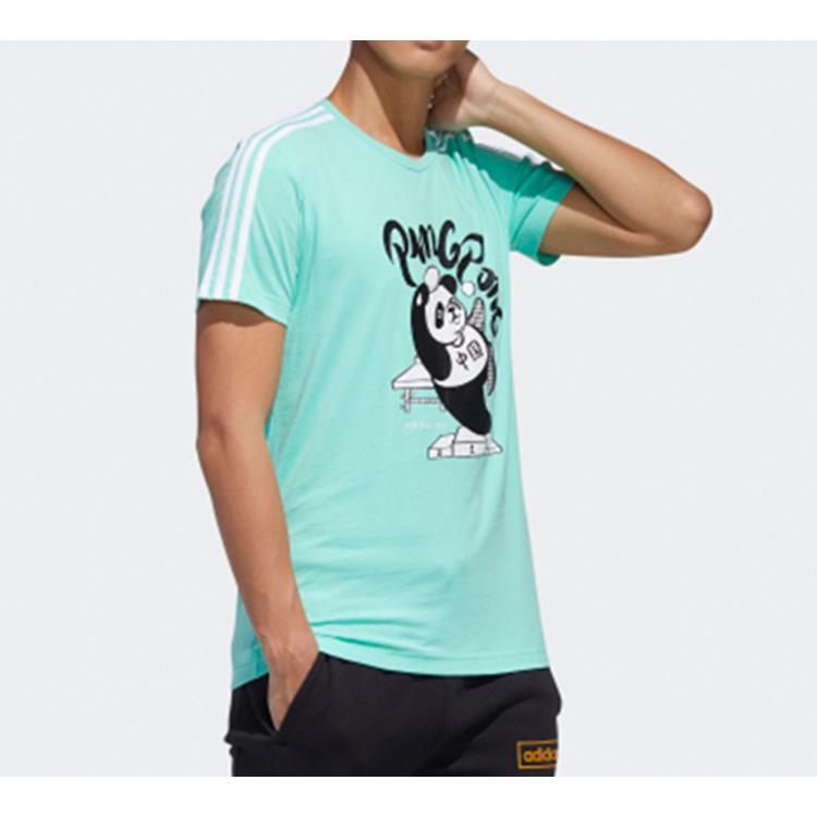 Adidas Neo T Shirts Men's Teal Crew Neck Moderate Straight Fit GK1553