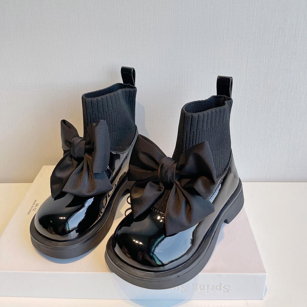 Child Boots Autumn winter Warm Girls Bowknot Princess Breathable Children Sock Shoes Korean Kidsl Sshoes