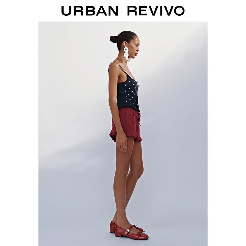 

UR 2025 Autumn Women s Polka Dot Cropped Double Strap Knit Camisole S