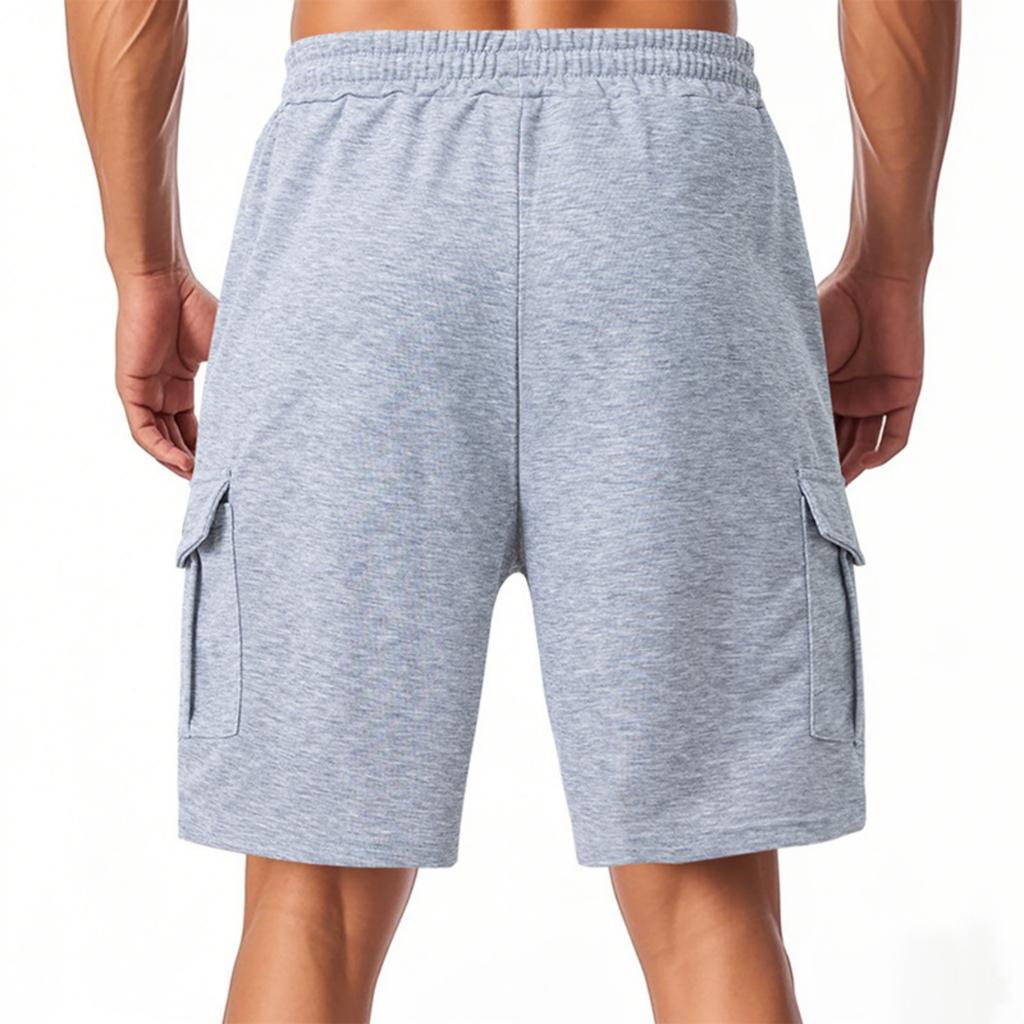 Men's Casual -color Sportswear Shorts, Men's Multi-pocket Drawstring Shorts