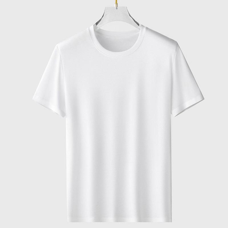 Men's Loose-Fit Short-Sleeve Round Neck T-Shirt, 100% Mercized Cotton.