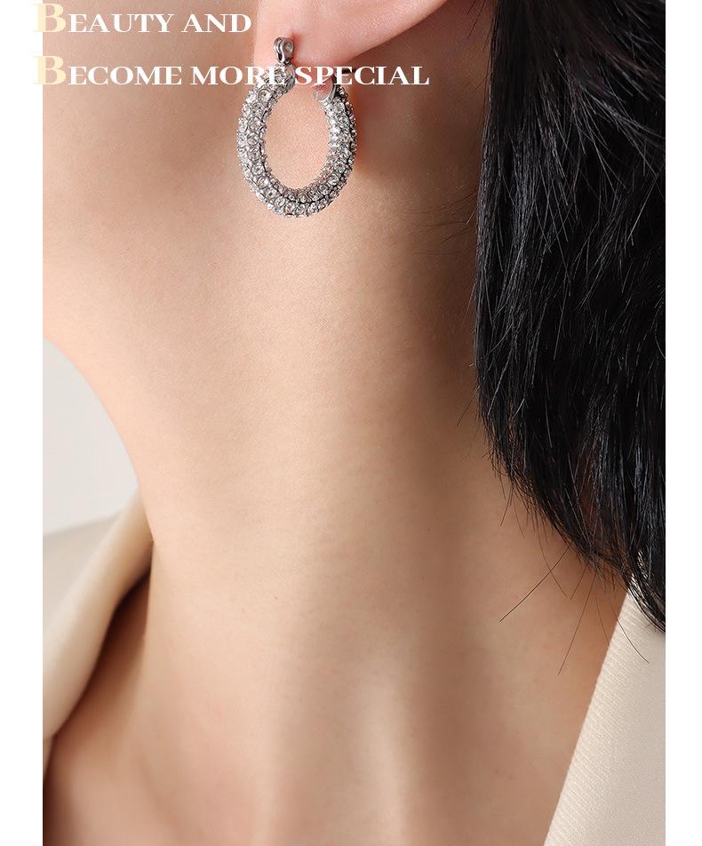 Exquisite U-shaped Full Diamond Earrings: European & American Light Luxury Fashion