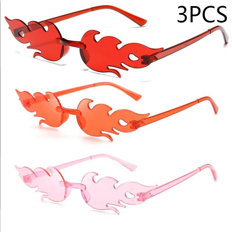 Flame Sunglasses Rimless Colorful Ball Party Candy Hip-hop Fruit One-piece Glasses Stylish Unique Fashion