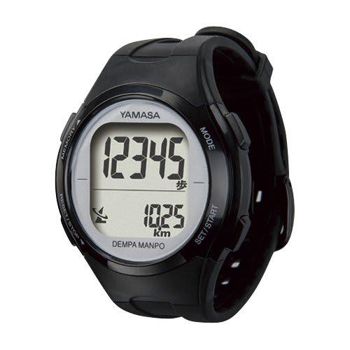 

Yamasa DEMPA MANPO TM-500B/S Men s and Women s Radio-Controlled Digital Pedometer Watch, 43mm, Black/Silver, for Walking and Strolling, Wristwatch (Le