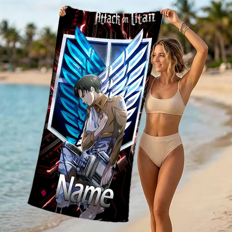 Customizable Personalized Beach Towels Attack On Titan Themed designs.Suitable for the Beach, Yoga, Sports;ideal As Beach Accessories