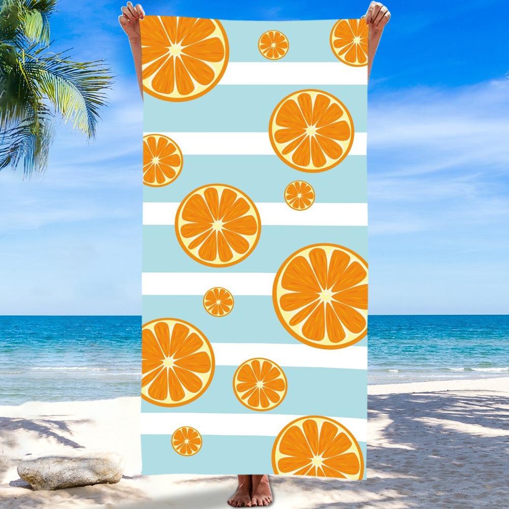 Pink Peach Pattern Beach Towel Polyester Quick Dry Sand Free Bath Towel Fruit Print Blanket for Summer Seaside Vacation Travel