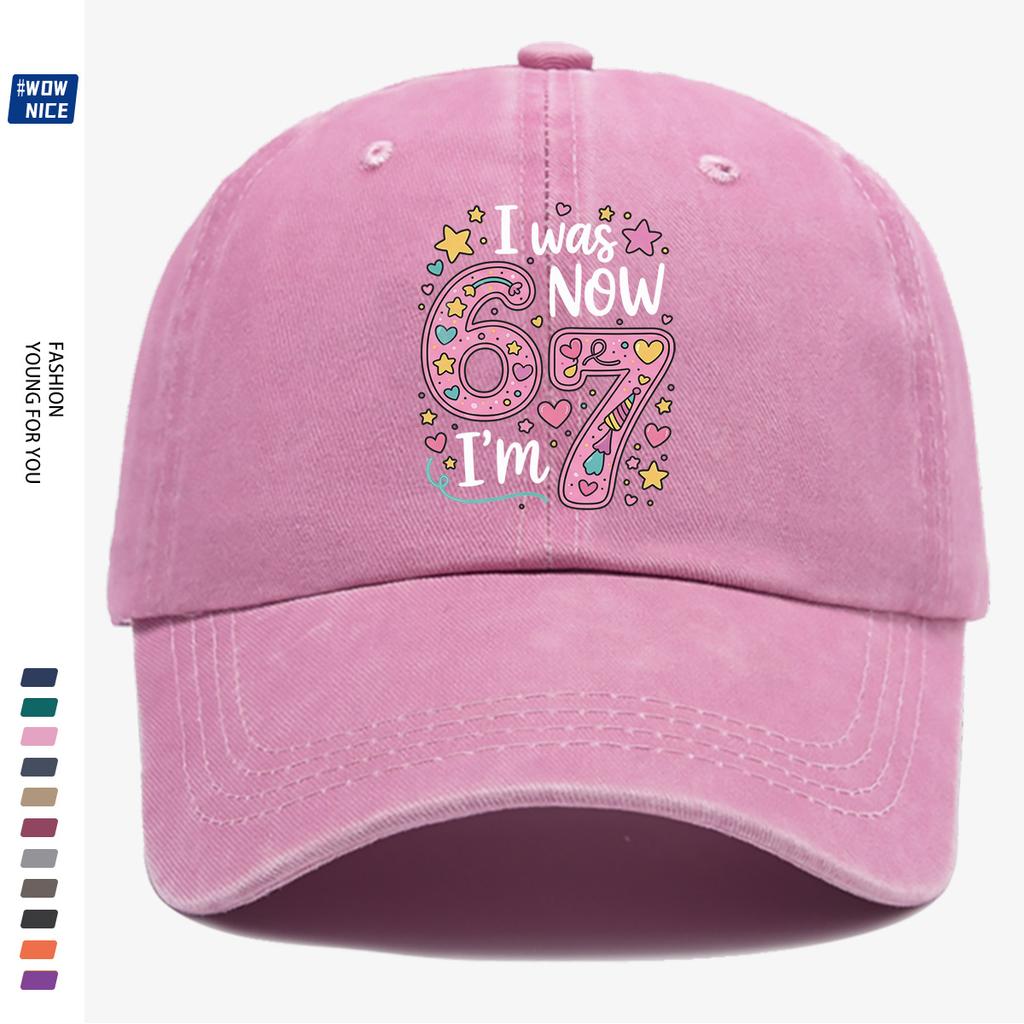 Pc Pink Color Painted Number Cm Baseball Cap I Was  Now IM Cm Text Stars Hearts Rainbow Decoration Graduati