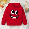 Kids Smiley Face Hoodie Emoji Graphic Print Pullover Sweatshirt Boys Girls Kawaii Cartoon Streetwear Casual Hooded Top Autumn