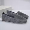Damen Neue Einfarbige Loafer mit eckiger Spitze, Mesh, Flach, Weiche Sohle, Gestrickt, Lässig, Slipper, Bootsschuhe