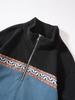 Men's Autumn/Winter Half-Zip Fleece Stand Collar Color Block Jacquard Sweatshirt