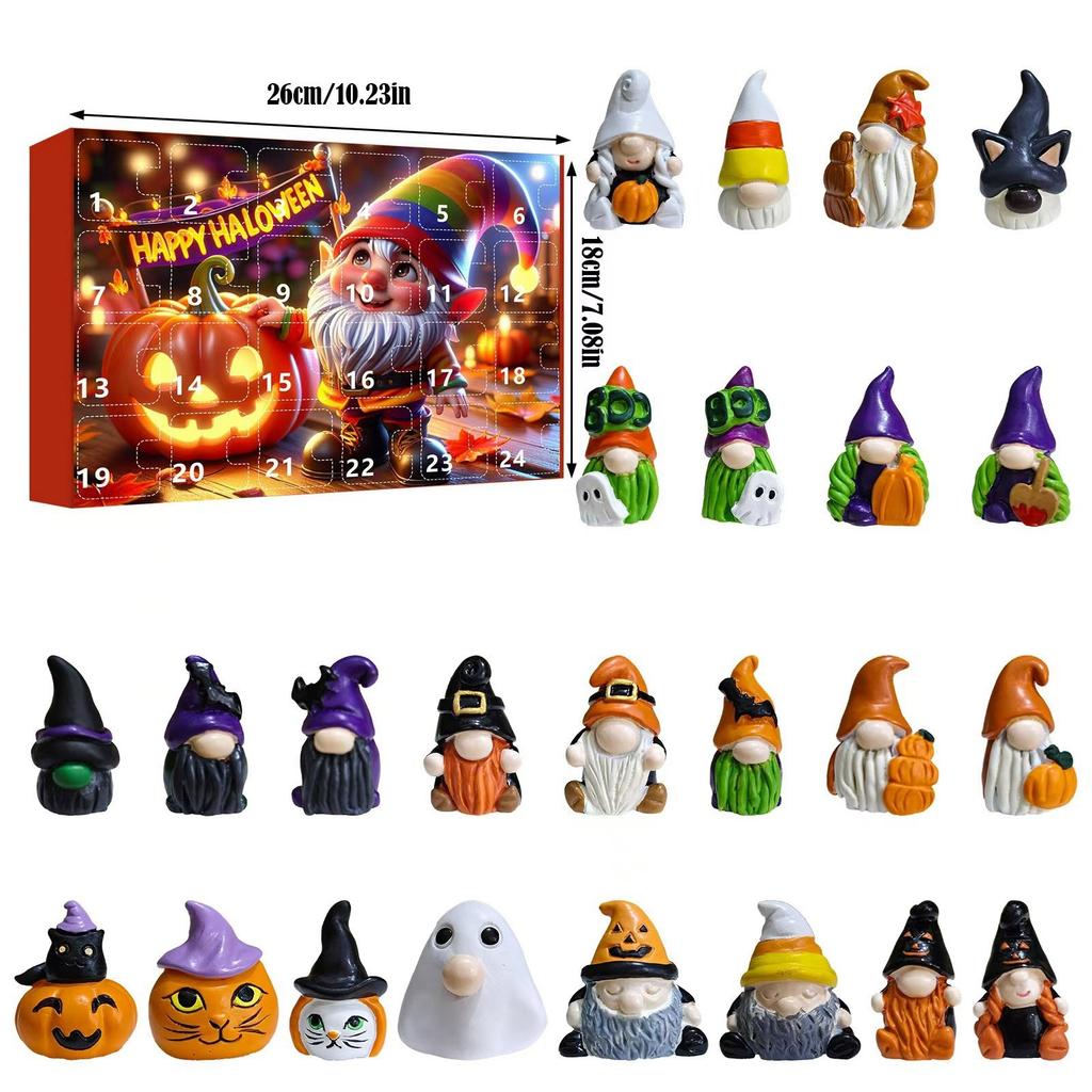Halloween Advent Calendar 24 Days Halloween Calendar Countdown Pumpkin Gnome Character Doll Model Blind Box Toy