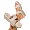 Large size wedge heel broadband thick-soled cool slippers summer linen-soled beach open-toed shoes