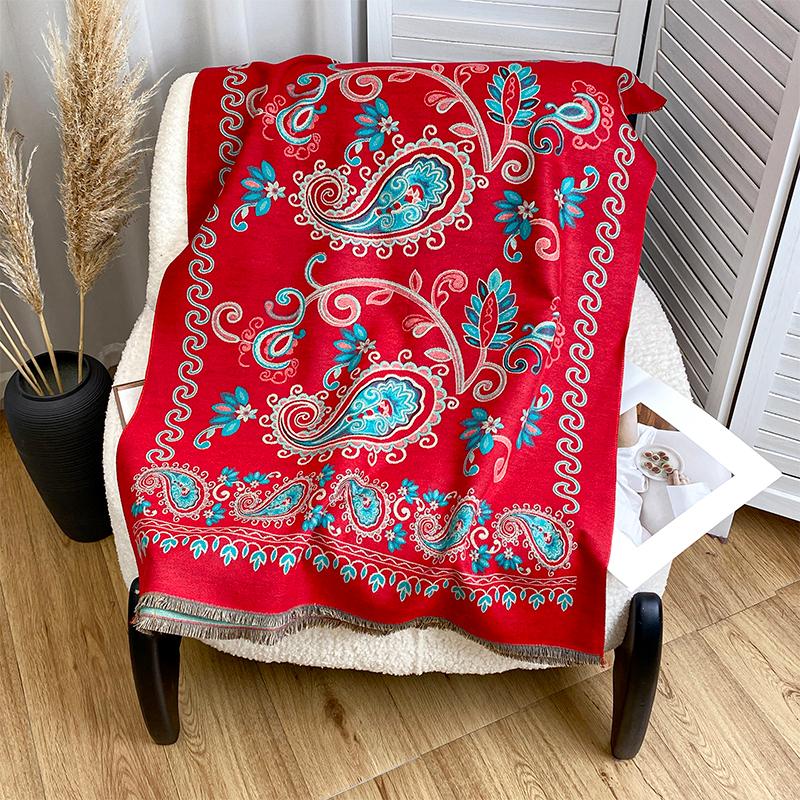 

2025 New Double Sided Bohemian Paisley Scarf Women Winter Warm Shawls Imitation Cashmere Thick Hijab Wrap Tassl Pashmina Blanket 65x180cm