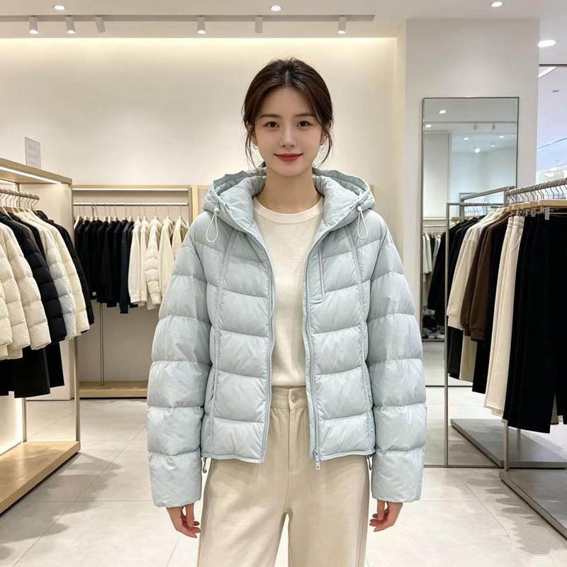 Winter white duck down short down jacket winter hooded jacket new bread clothes simple and trendy