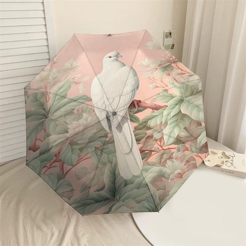 

1PC bird flowerAutomatic Open/Close Umbrella with Windproof, 8-Rib Sturdy Canopy, Durable Ribs, Fashionable Design1204A