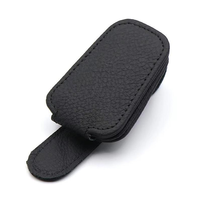 Leather Magnetic Car Sun Visor Sunglasses Holder Eyeglasses Clip Ticket Card Mount Glasses Case Car Interior Accessories