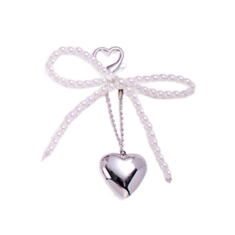 A52E Stylish Keychain with Imitation Pearl Decoration for Phones Keyring Pendant Gift