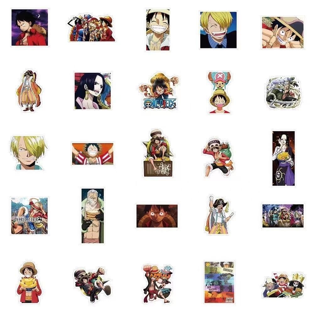 One Piece Sticker Pirate King Anime Character Waterproof One Piece Decals for Water Birthday Cute Cartoon Reward Stickers Set, Stickers, Guitar,