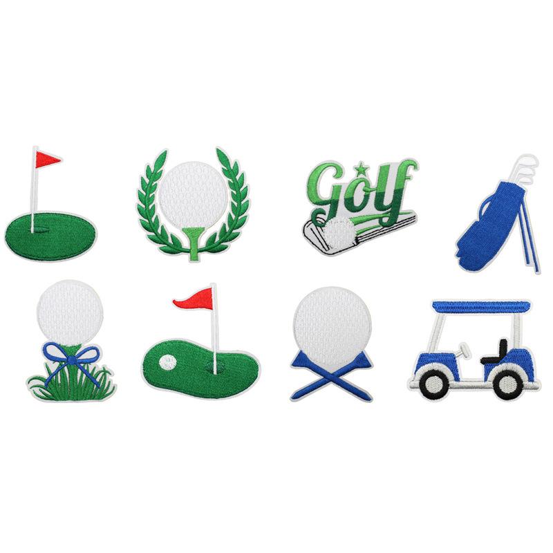 Golfbroderi Stoffklistremerke Golf Datamaskinbroderi Etikett Klær Veske Dekorasjon Flaggbroderi Klistremerke Varmepåføring